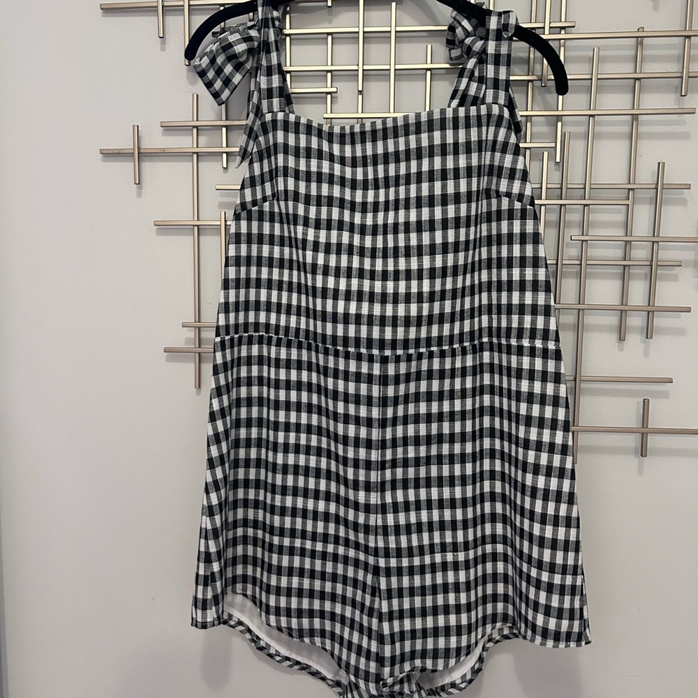 Black and White Gingham Romper
